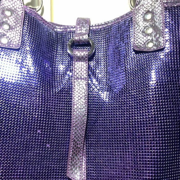 Vintage Whiting & Davis Purple Mesh and Snakeskin Embossed Leather Bag - Picture 3 of 13